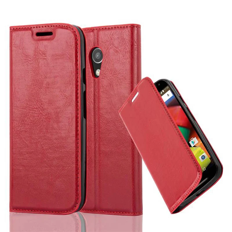 Cadorabo Hülle kompatibel mit Motorola MOTO G2 Schutzhülle mit Magnetverschluss, Standfunktion und Kartenfach