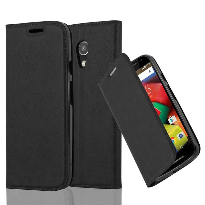 Cadorabo Hülle kompatibel mit Motorola MOTO G2 Schutzhülle mit Magnetverschluss, Standfunktion und Kartenfach