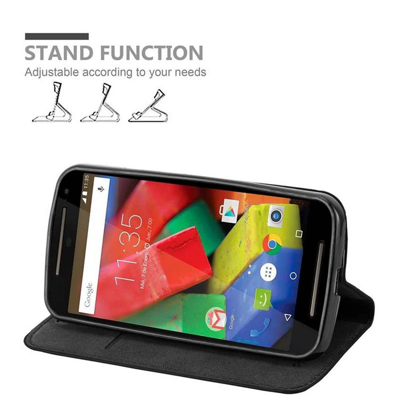 Cadorabo Hülle kompatibel mit Motorola MOTO G2 Schutzhülle mit Magnetverschluss, Standfunktion und Kartenfach
