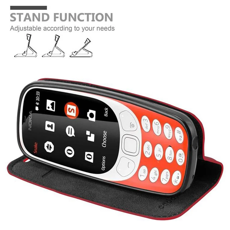 Cadorabo Hülle kompatibel mit Nokia 3310 2G Schutzhülle mit Magnetverschluss, Standfunktion und Kartenfach