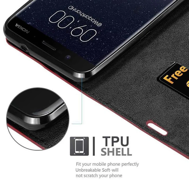 Cadorabo Hülle kompatibel mit Nokia 8 Sirocco Schutzhülle mit Magnetverschluss, Standfunktion und Kartenfach