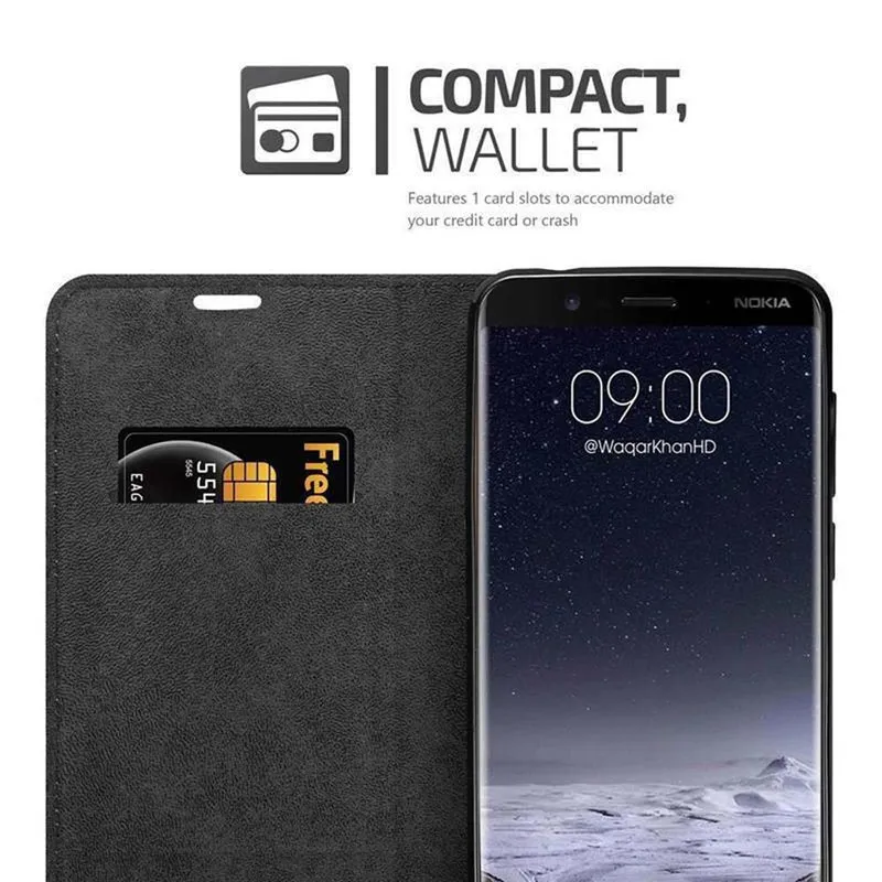 Cadorabo Hülle kompatibel mit Nokia 8 Sirocco Schutzhülle mit Magnetverschluss, Standfunktion und Kartenfach