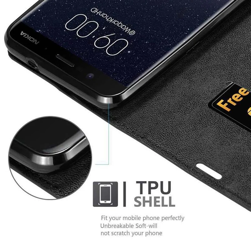 Cadorabo Hülle kompatibel mit Nokia 8 Sirocco Schutzhülle mit Magnetverschluss, Standfunktion und Kartenfach