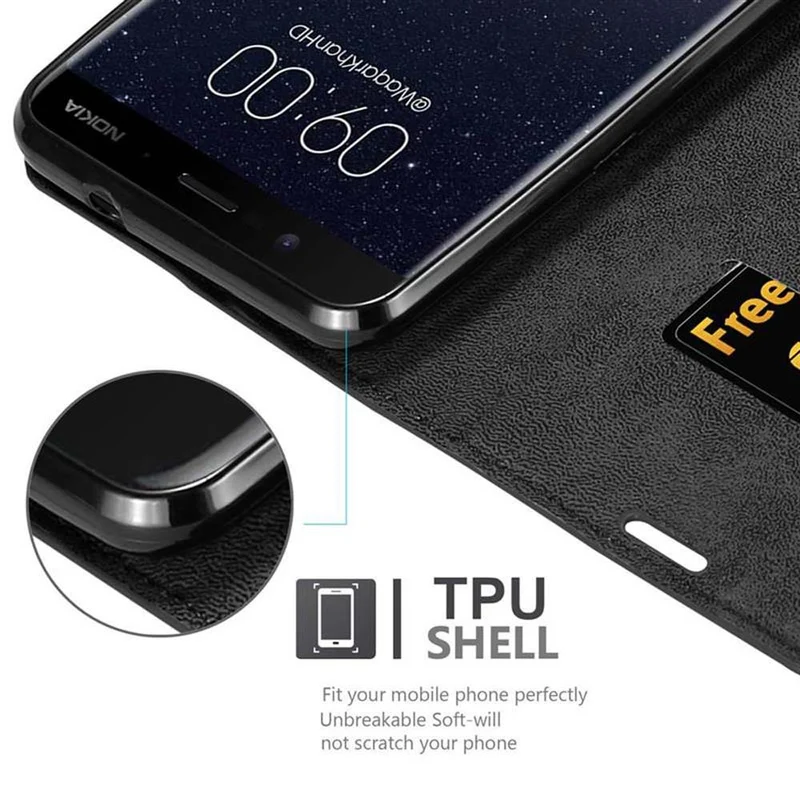 Cadorabo Hülle kompatibel mit Nokia 8 Sirocco Schutzhülle mit Magnetverschluss, Standfunktion und Kartenfach