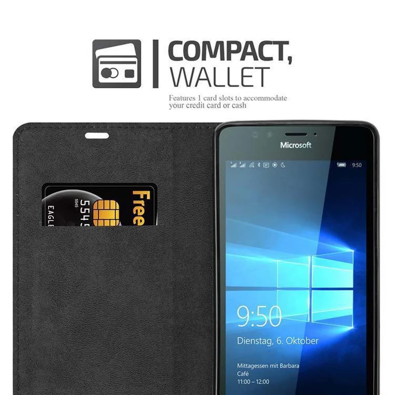 Cadorabo Hülle kompatibel mit Nokia Lumia 950 Schutzhülle mit Magnetverschluss, Standfunktion und Kartenfach