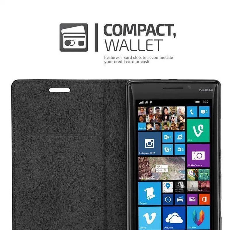 Cadorabo Hülle kompatibel mit Nokia Lumia 929 / 930 Schutzhülle mit Magnetverschluss, Standfunktion und Kartenfach