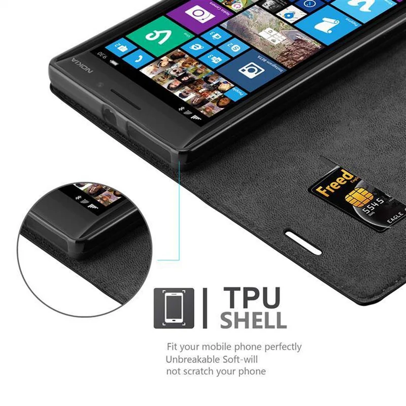 Cadorabo Hülle kompatibel mit Nokia Lumia 929 / 930 Schutzhülle mit Magnetverschluss, Standfunktion und Kartenfach