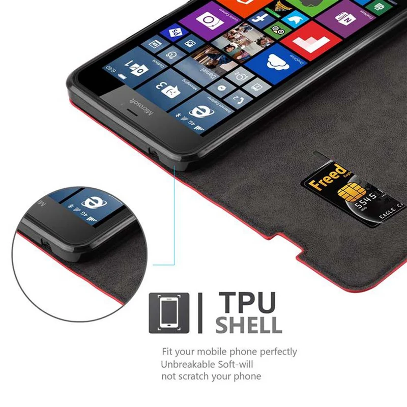 Cadorabo Hülle kompatibel mit Nokia Lumia 640 XL Schutzhülle mit Magnetverschluss, Standfunktion und Kartenfach