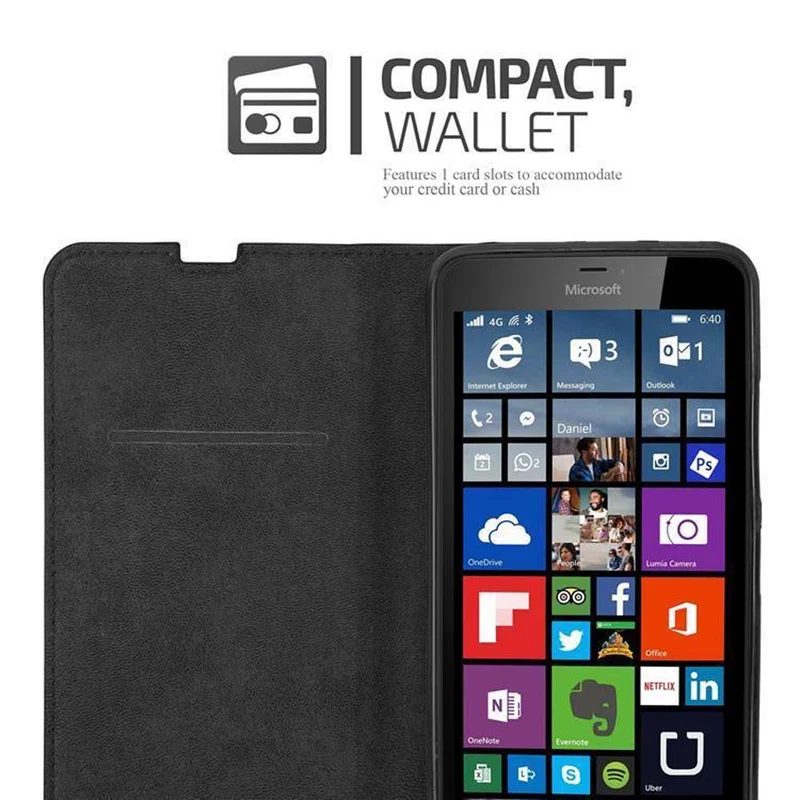 Cadorabo Hülle kompatibel mit Nokia Lumia 640 XL Schutzhülle mit Magnetverschluss, Standfunktion und Kartenfach