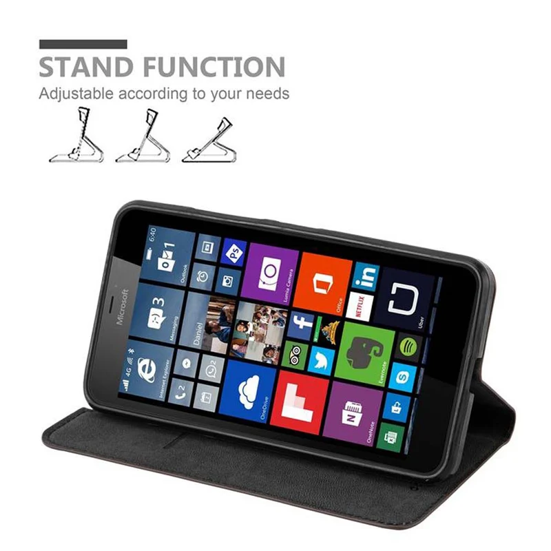 Cadorabo Hülle kompatibel mit Nokia Lumia 640 XL Schutzhülle mit Magnetverschluss, Standfunktion und Kartenfach