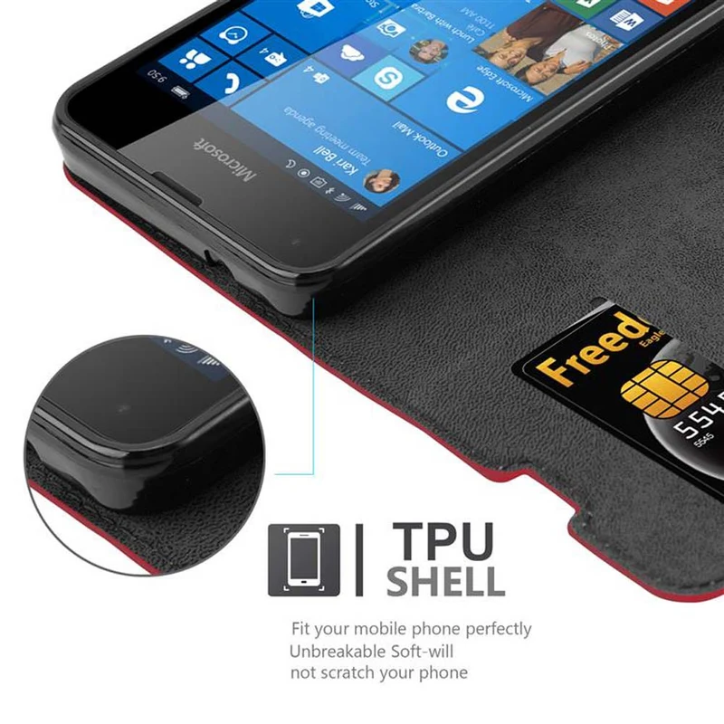 Cadorabo Hülle kompatibel mit Nokia Lumia 550 Schutzhülle mit Magnetverschluss, Standfunktion und Kartenfach