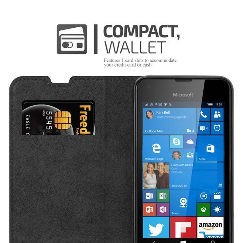 Cadorabo Hülle kompatibel mit Nokia Lumia 550 Schutzhülle mit Magnetverschluss, Standfunktion und Kartenfach