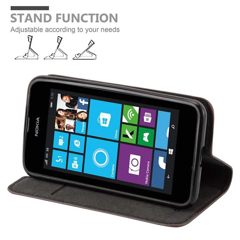 Cadorabo Hülle kompatibel mit Nokia Lumia 530 Schutzhülle mit Magnetverschluss, Standfunktion und Kartenfach