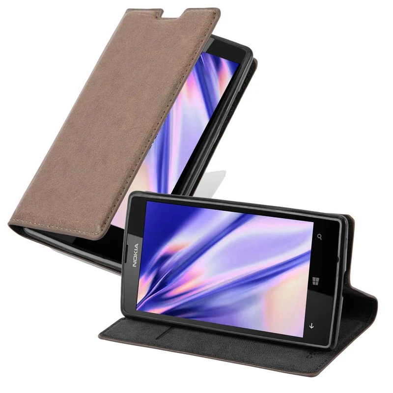 Cadorabo Hülle kompatibel mit Nokia Lumia 520 / 521 Schutzhülle mit Magnetverschluss, Standfunktion und Kartenfach