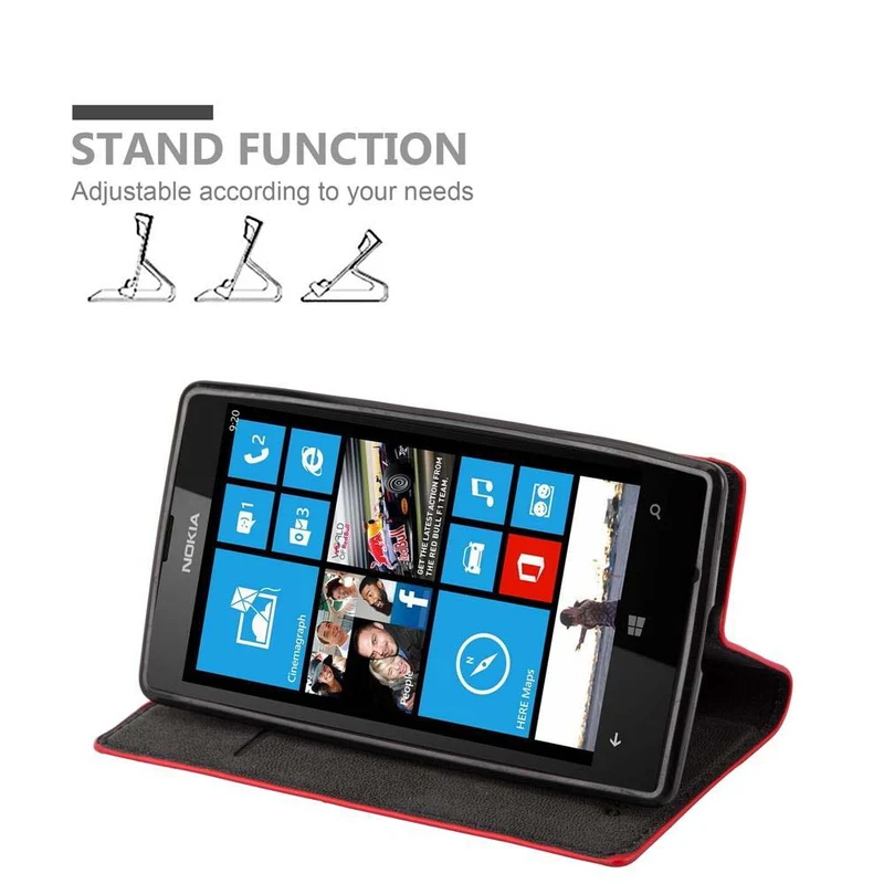 Cadorabo Hülle kompatibel mit Nokia Lumia 520 / 521 Schutzhülle mit Magnetverschluss, Standfunktion und Kartenfach