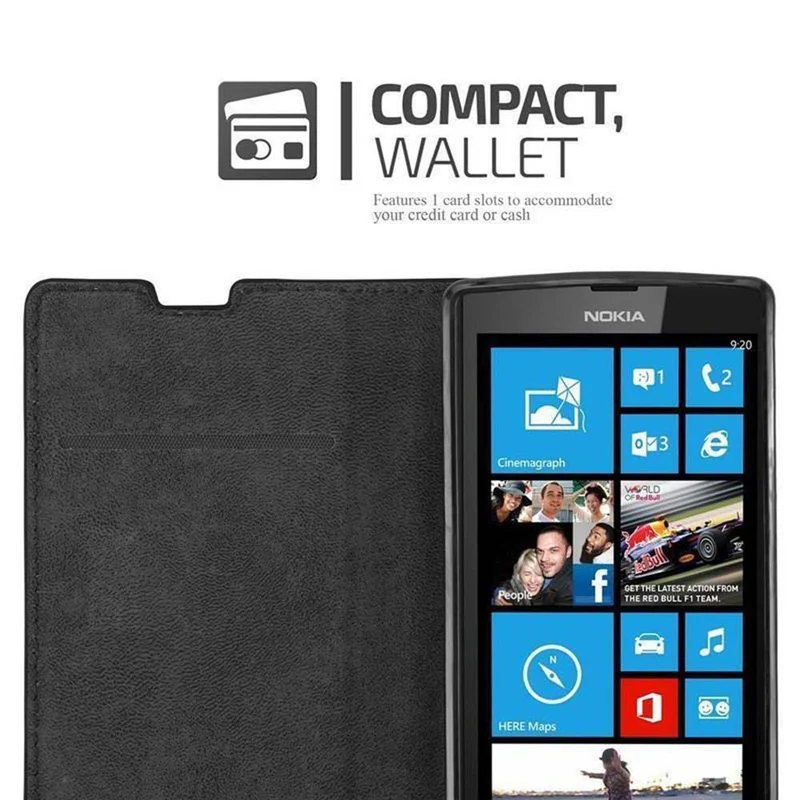 Cadorabo Hülle kompatibel mit Nokia Lumia 520 / 521 Schutzhülle mit Magnetverschluss, Standfunktion und Kartenfach