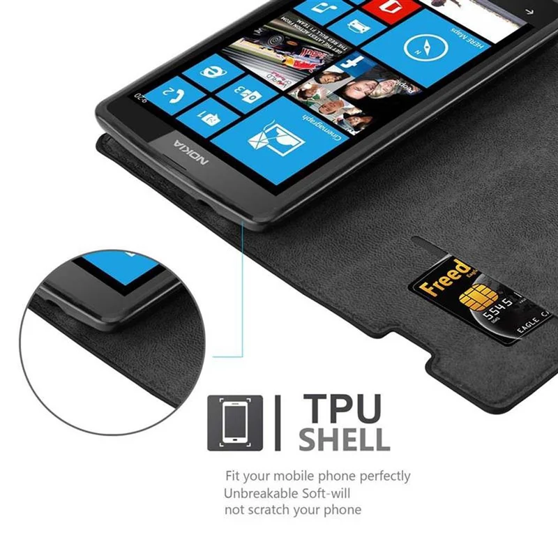Cadorabo Hülle kompatibel mit Nokia Lumia 520 / 521 Schutzhülle mit Magnetverschluss, Standfunktion und Kartenfach