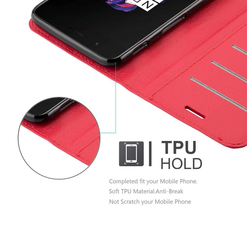 Cadorabo Hülle kompatibel mit OnePlus 5 Schutzhülle mit Magnetverschluss, Standfunktion und Kartenfach