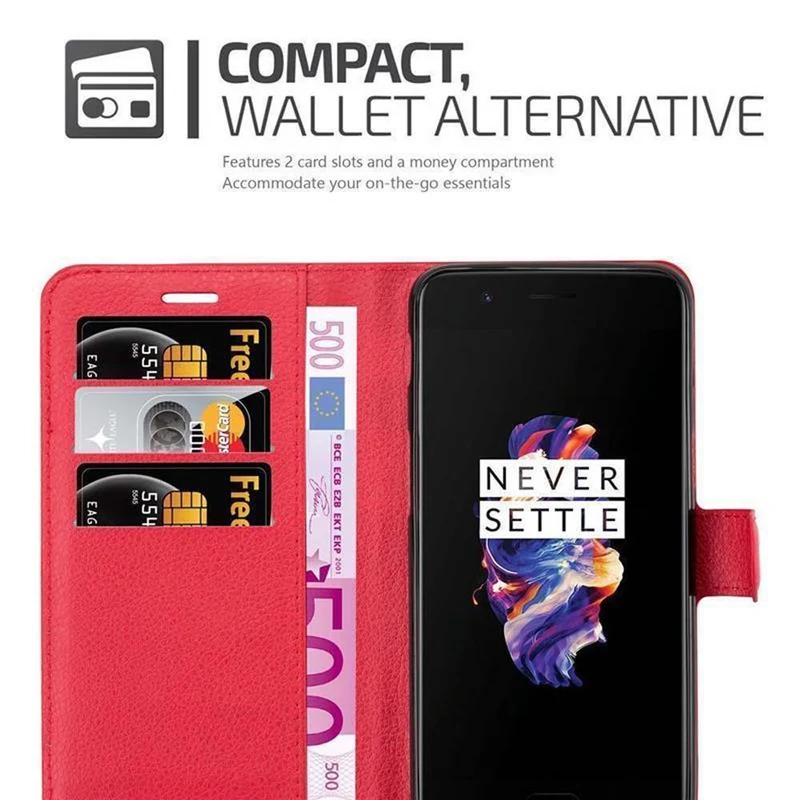 Cadorabo Hülle kompatibel mit OnePlus 5 Schutzhülle mit Magnetverschluss, Standfunktion und Kartenfach