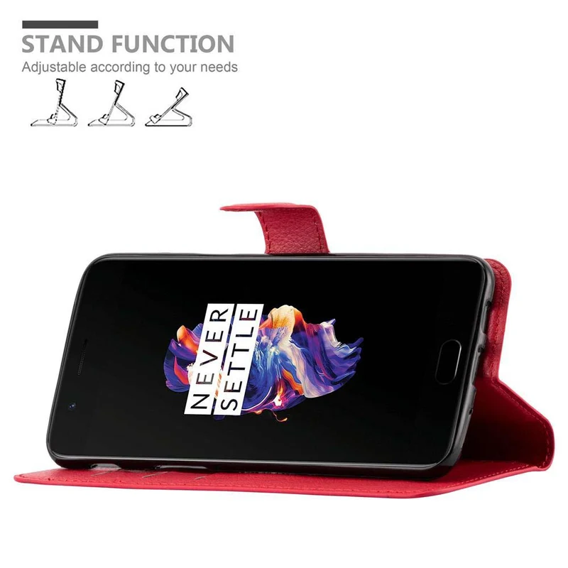 Cadorabo Hülle kompatibel mit OnePlus 5 Schutzhülle mit Magnetverschluss, Standfunktion und Kartenfach