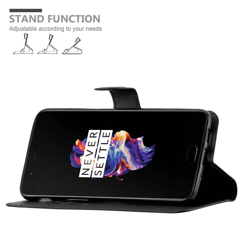 Cadorabo Hülle kompatibel mit OnePlus 5 Schutzhülle mit Magnetverschluss, Standfunktion und Kartenfach
