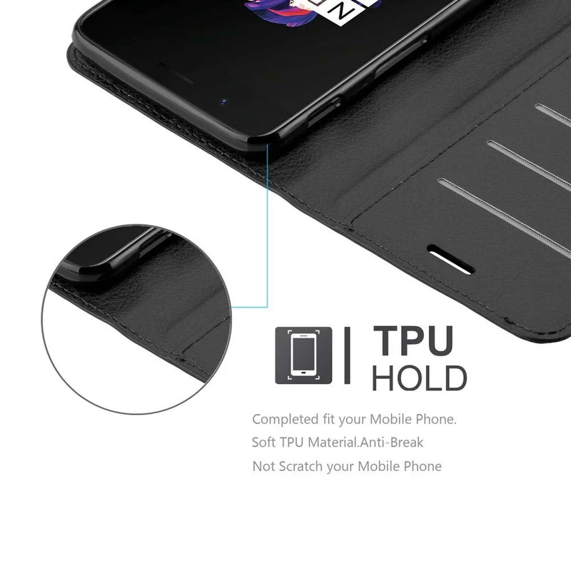 Cadorabo Hülle kompatibel mit OnePlus 5 Schutzhülle mit Magnetverschluss, Standfunktion und Kartenfach