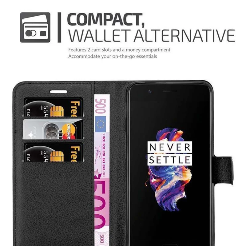 Cadorabo Hülle kompatibel mit OnePlus 5 Schutzhülle mit Magnetverschluss, Standfunktion und Kartenfach