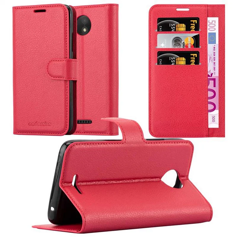 Cadorabo Hülle kompatibel mit Motorola MOTO C Schutzhülle mit Magnetverschluss, Standfunktion und Kartenfach