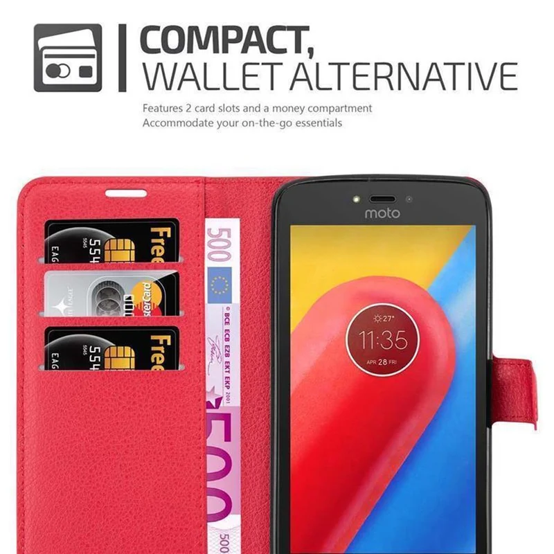 Cadorabo Hülle kompatibel mit Motorola MOTO C Schutzhülle mit Magnetverschluss, Standfunktion und Kartenfach