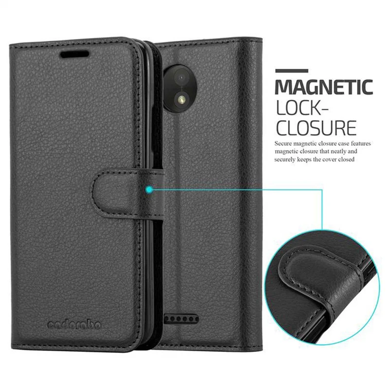 Cadorabo Hülle kompatibel mit Motorola MOTO C Schutzhülle mit Magnetverschluss, Standfunktion und Kartenfach