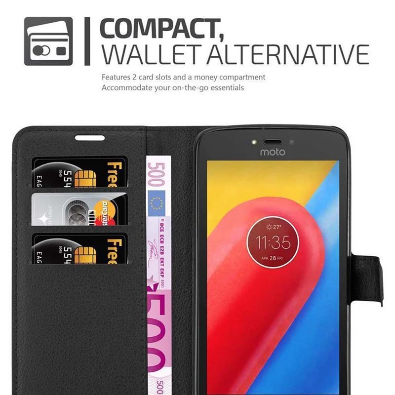 Cadorabo Hülle kompatibel mit Motorola MOTO C Schutzhülle mit Magnetverschluss, Standfunktion und Kartenfach