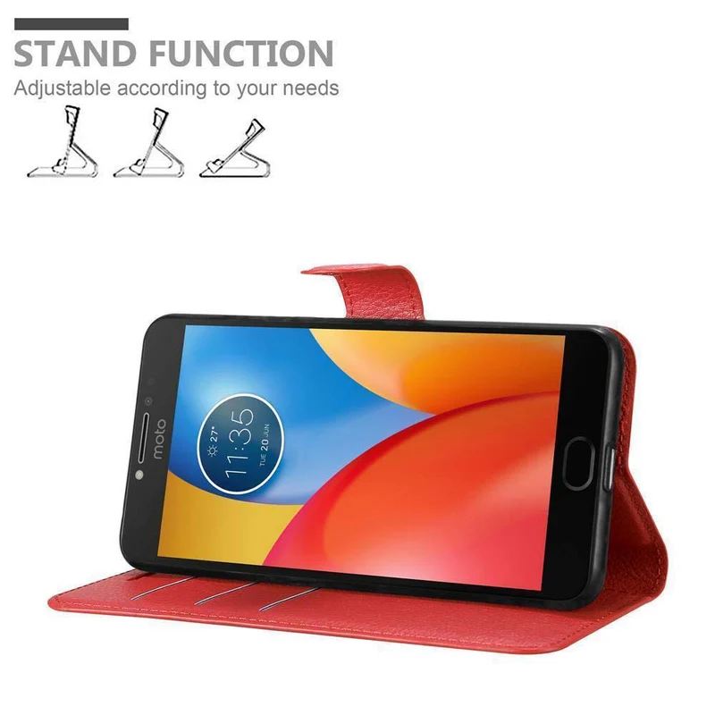 Cadorabo Hülle kompatibel mit Motorola MOTO E4 PLUS Schutzhülle mit Magnetverschluss, Standfunktion und Kartenfach