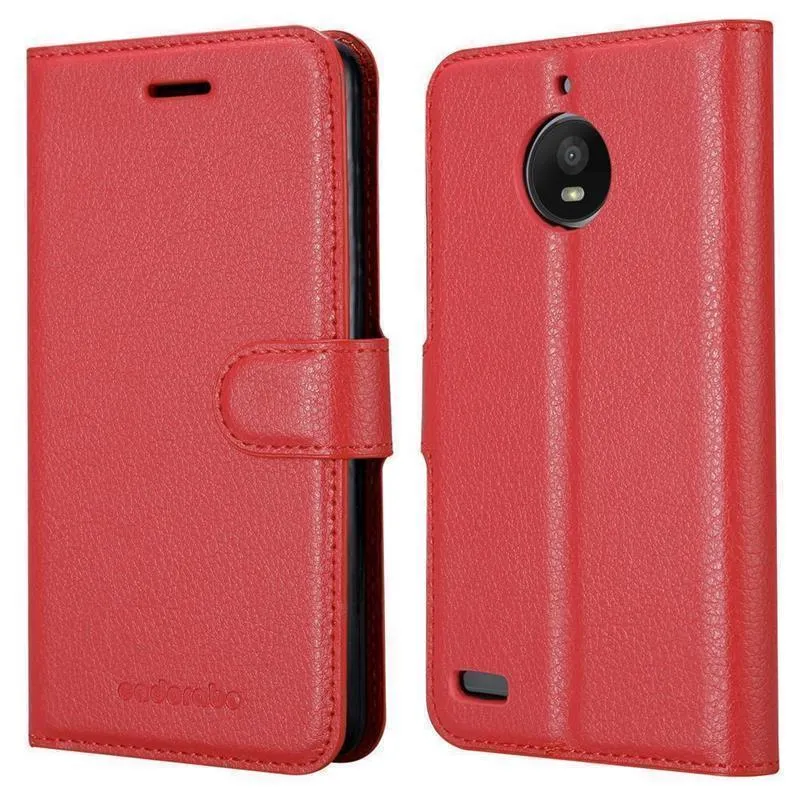 Cadorabo Hülle kompatibel mit Motorola MOTO E4 Schutzhülle mit Magnetverschluss, Standfunktion und Kartenfach