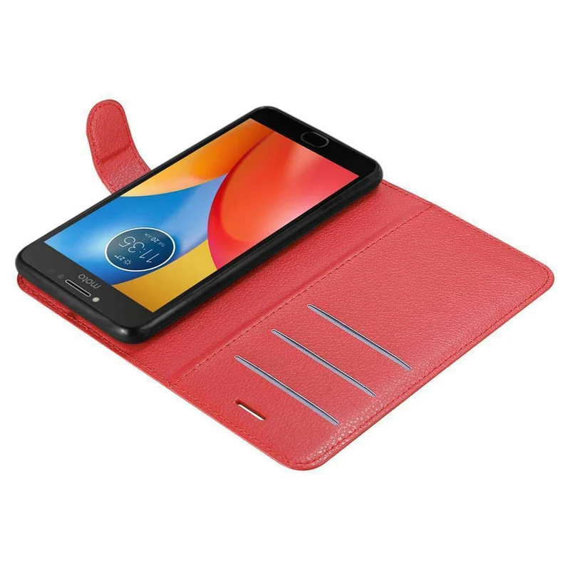 Cadorabo Hülle kompatibel mit Motorola MOTO E4 Schutzhülle mit Magnetverschluss, Standfunktion und Kartenfach