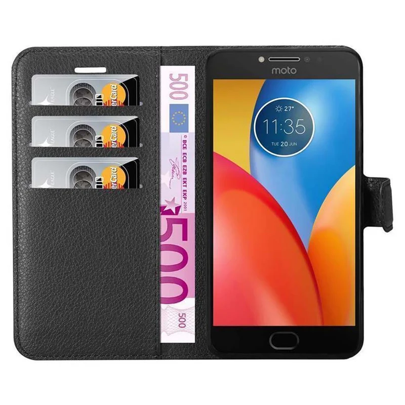 Cadorabo Hülle kompatibel mit Motorola MOTO E4 Schutzhülle mit Magnetverschluss, Standfunktion und Kartenfach