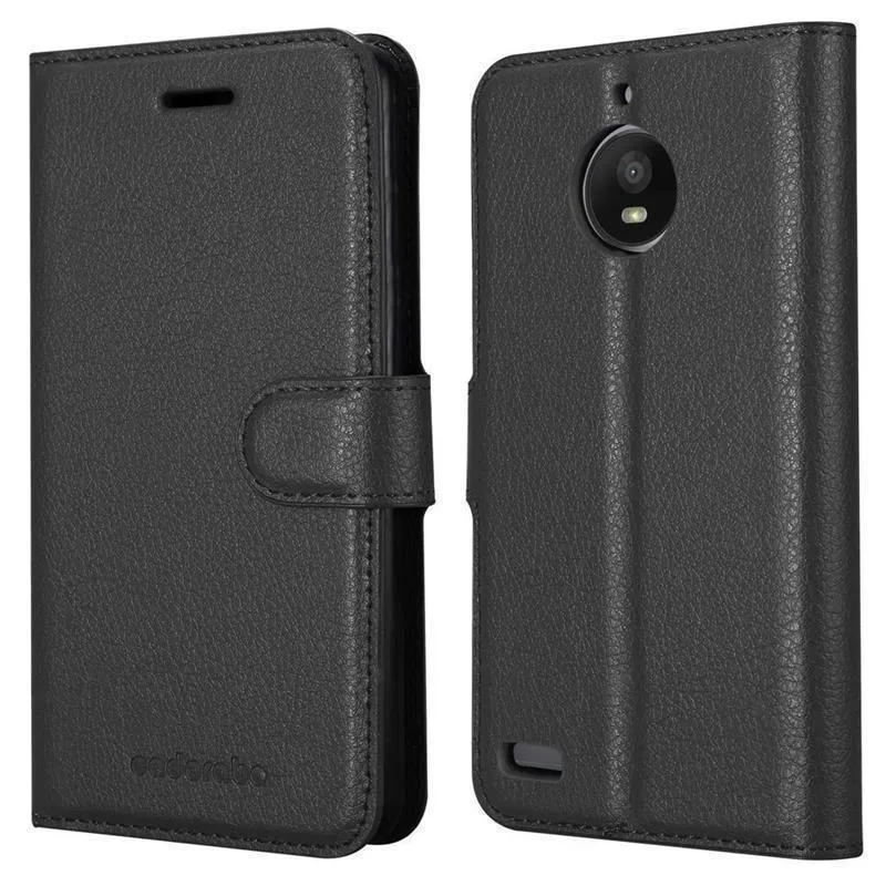 Cadorabo Hülle kompatibel mit Motorola MOTO E4 Schutzhülle mit Magnetverschluss, Standfunktion und Kartenfach