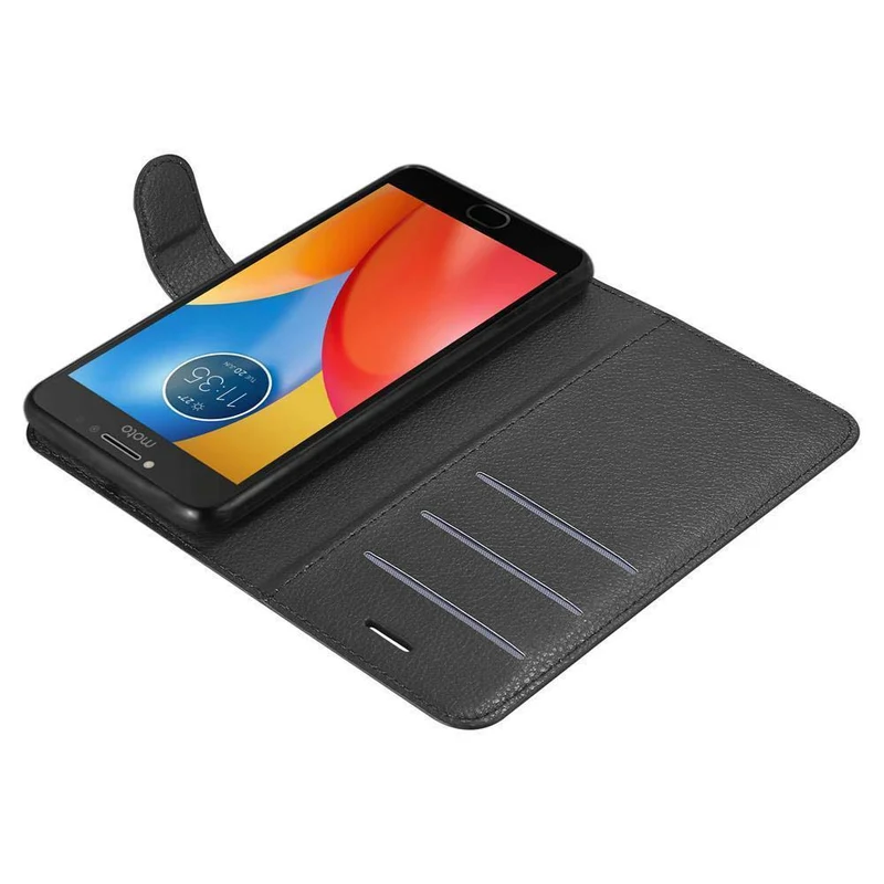 Cadorabo Hülle kompatibel mit Motorola MOTO E4 Schutzhülle mit Magnetverschluss, Standfunktion und Kartenfach