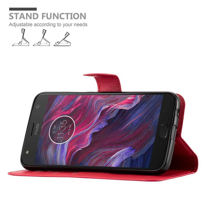 Cadorabo Hülle kompatibel mit Motorola MOTO X4 Schutzhülle mit Magnetverschluss, Standfunktion und Kartenfach