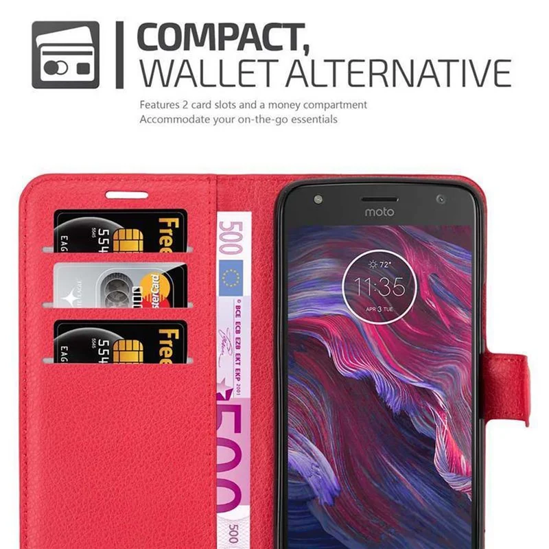 Cadorabo Hülle kompatibel mit Motorola MOTO X4 Schutzhülle mit Magnetverschluss, Standfunktion und Kartenfach