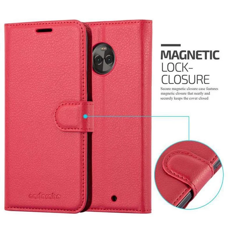 Cadorabo Hülle kompatibel mit Motorola MOTO X4 Schutzhülle mit Magnetverschluss, Standfunktion und Kartenfach