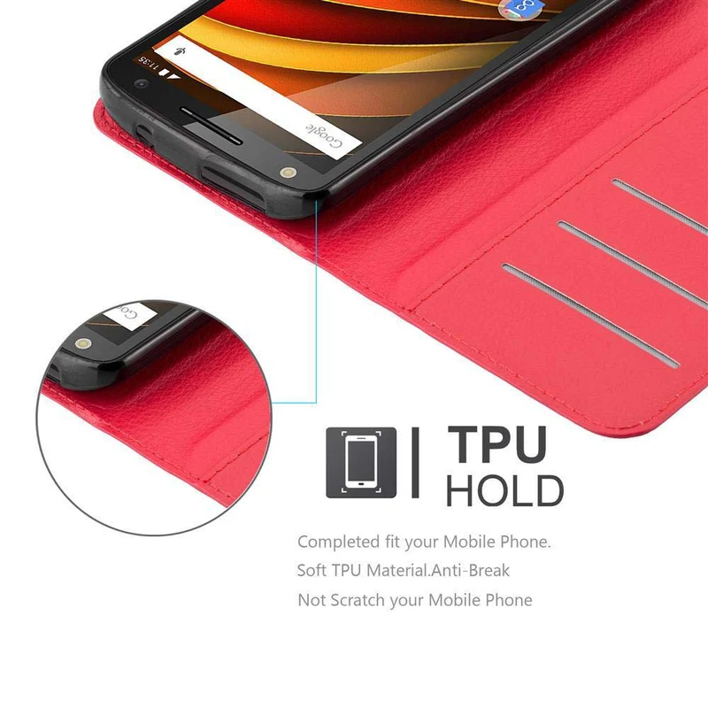 Cadorabo Hülle kompatibel mit Motorola MOTO X FORCE Schutzhülle mit Magnetverschluss, Standfunktion und Kartenfach