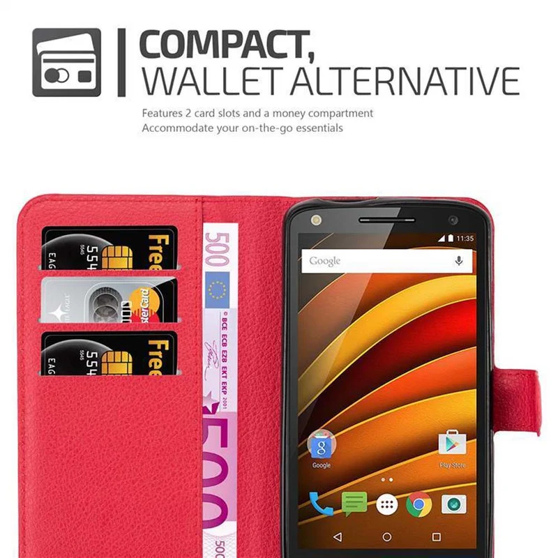 Cadorabo Hülle kompatibel mit Motorola MOTO X FORCE Schutzhülle mit Magnetverschluss, Standfunktion und Kartenfach