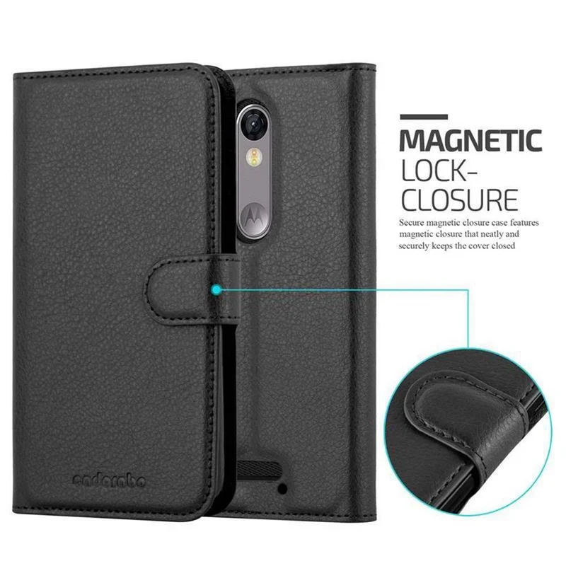 Cadorabo Hülle kompatibel mit Motorola MOTO X FORCE Schutzhülle mit Magnetverschluss, Standfunktion und Kartenfach