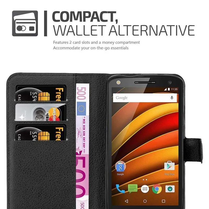 Cadorabo Hülle kompatibel mit Motorola MOTO X FORCE Schutzhülle mit Magnetverschluss, Standfunktion und Kartenfach