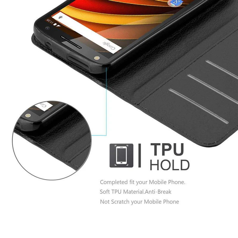 Cadorabo Hülle kompatibel mit Motorola MOTO X FORCE Schutzhülle mit Magnetverschluss, Standfunktion und Kartenfach