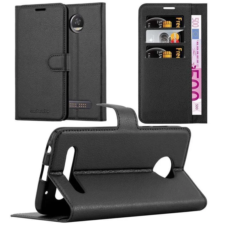 Cadorabo Hülle kompatibel mit Motorola MOTO Z2 Schutzhülle mit Magnetverschluss, Standfunktion und Kartenfach