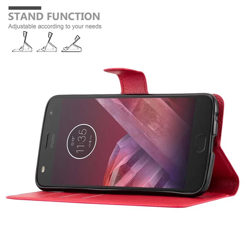 Cadorabo Hülle kompatibel mit Motorola MOTO Z2 Schutzhülle mit Magnetverschluss, Standfunktion und Kartenfach