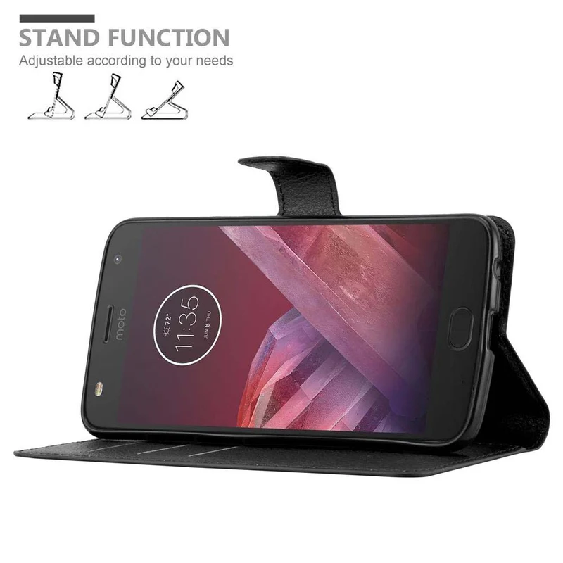 Cadorabo Hülle kompatibel mit Motorola MOTO Z2 Schutzhülle mit Magnetverschluss, Standfunktion und Kartenfach