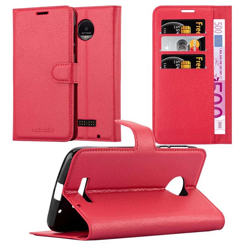 Cadorabo Hülle kompatibel mit Motorola MOTO Z FORCE Schutzhülle mit Magnetverschluss, Standfunktion und Kartenfach