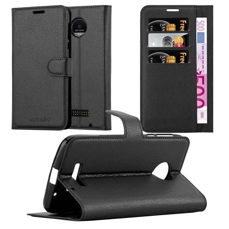 Cadorabo Hülle kompatibel mit Motorola MOTO Z FORCE Schutzhülle mit Magnetverschluss, Standfunktion und Kartenfach